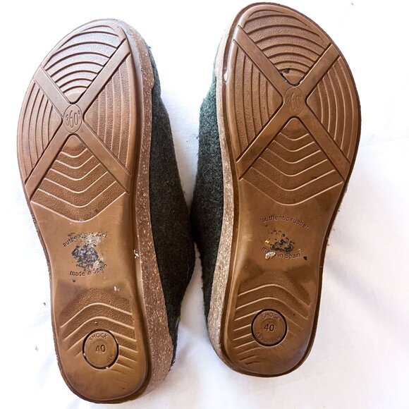 Taos Woolness Olive Green Italian Wool Clogs Slippers Clogs EU 40 US 9-9.5 - Picture 8 of 11